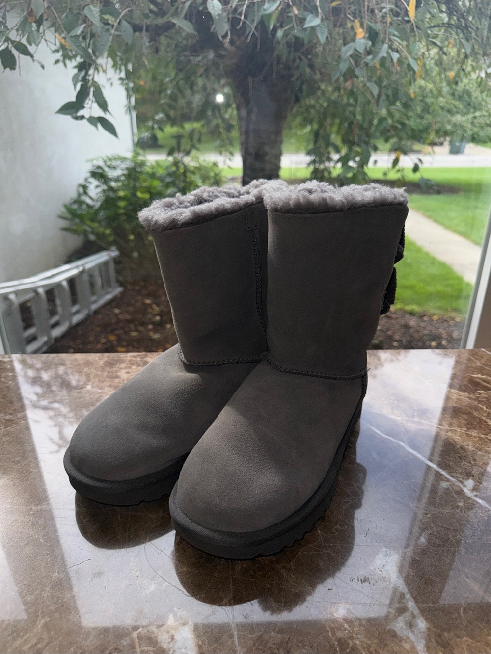 UGG Gray Short Shearling-Lined Winter Boots